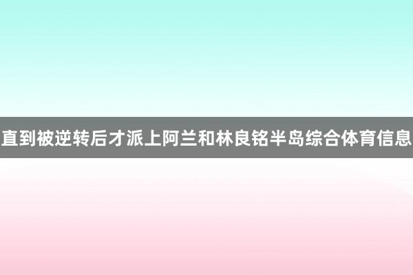 直到被逆转后才派上阿兰和林良铭半岛综合体育信息